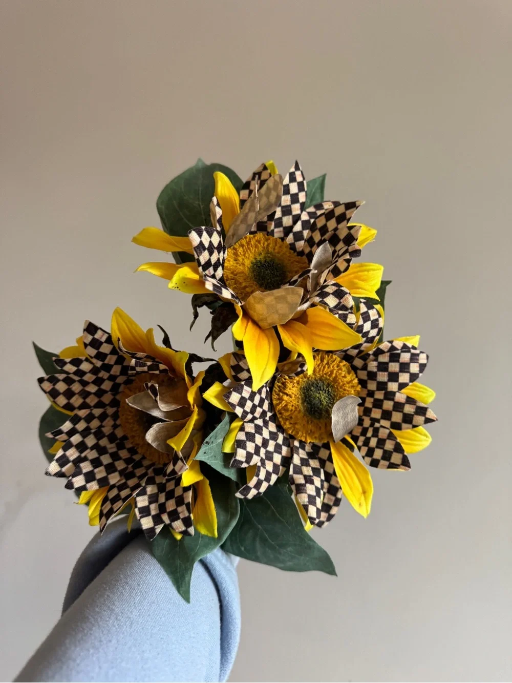 MacKenzie-Childs Yellow Sunflower Bouquet with Checker Petals